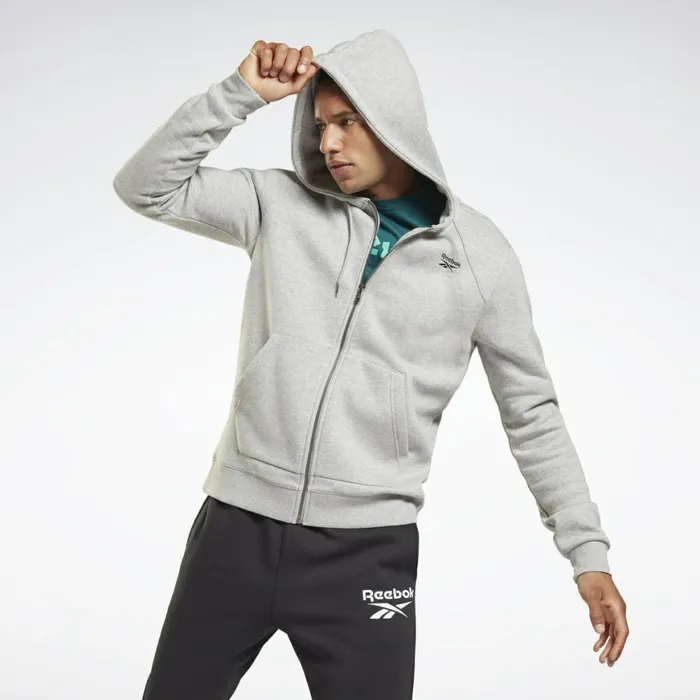 Jackets Mens Reebok Identity ZipUp Hoodie Medium Grey Heather
