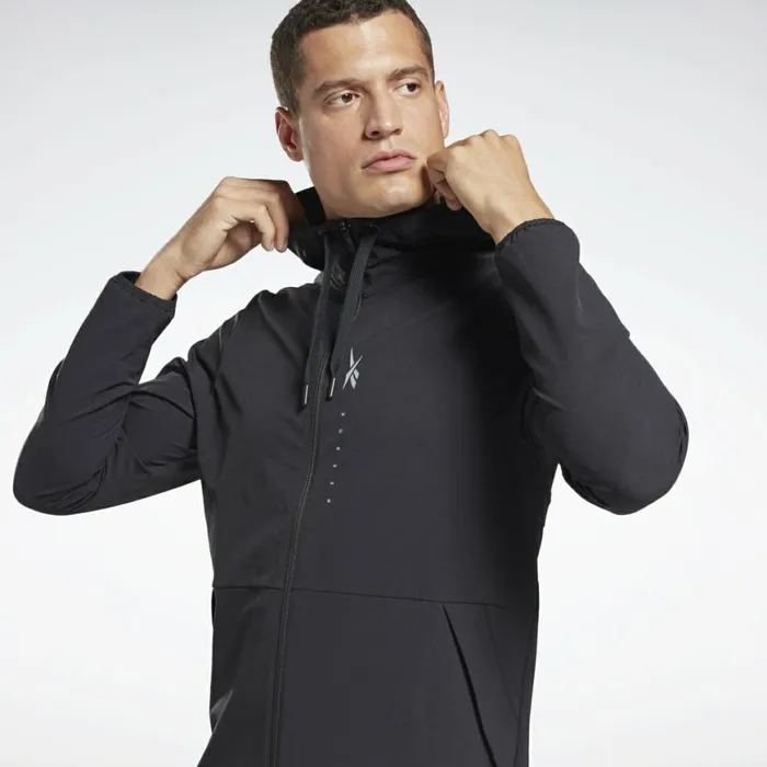 Jackets Mens Reebok Performance Zip Up Hoodie Black