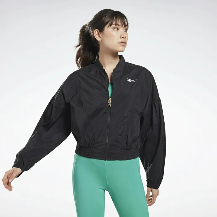 Jackets Womens Reebok Studio Shiny Fashion Jacket Black