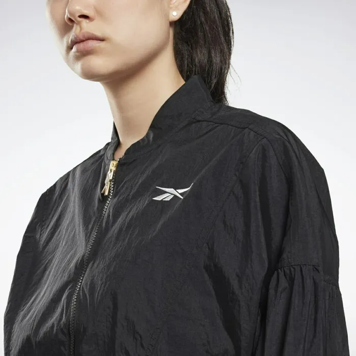 Jackets Womens Reebok Studio Shiny Fashion Jacket Black