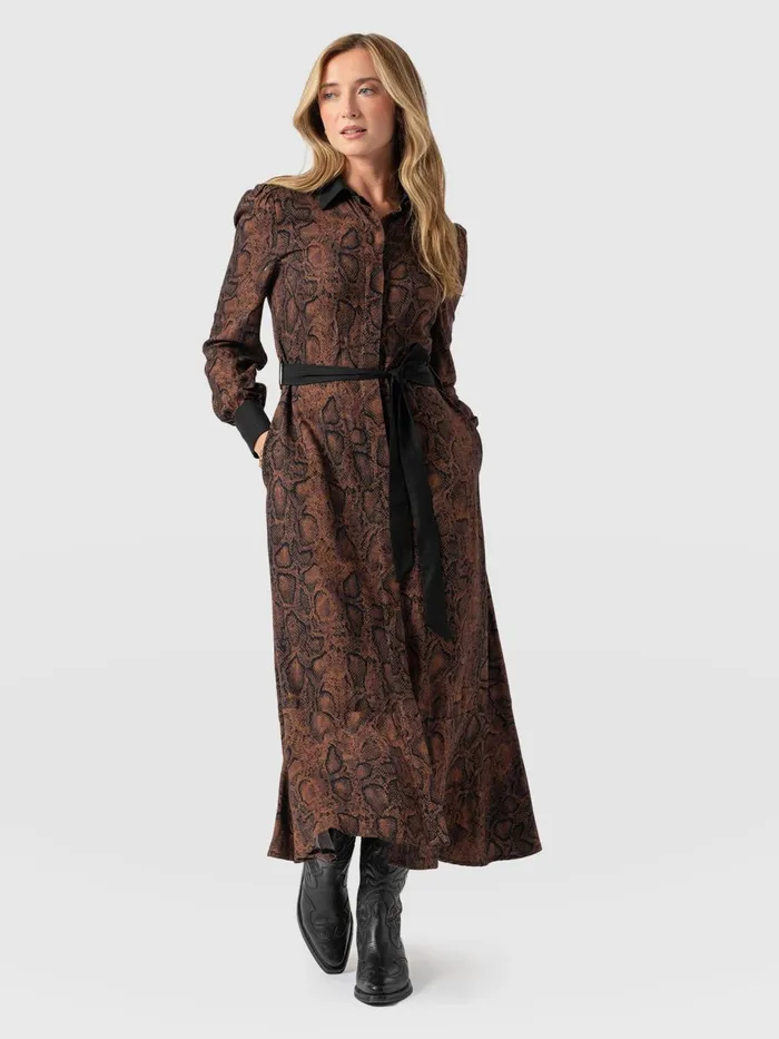 Jacqueline Shirt Dress 8211 Brown Snake Brown Snake Women Saint And Sofia Dresses Jacqueline Shirt Dress 8211 Brown Snake Brown Snake Women Saint And Sofia Dresses