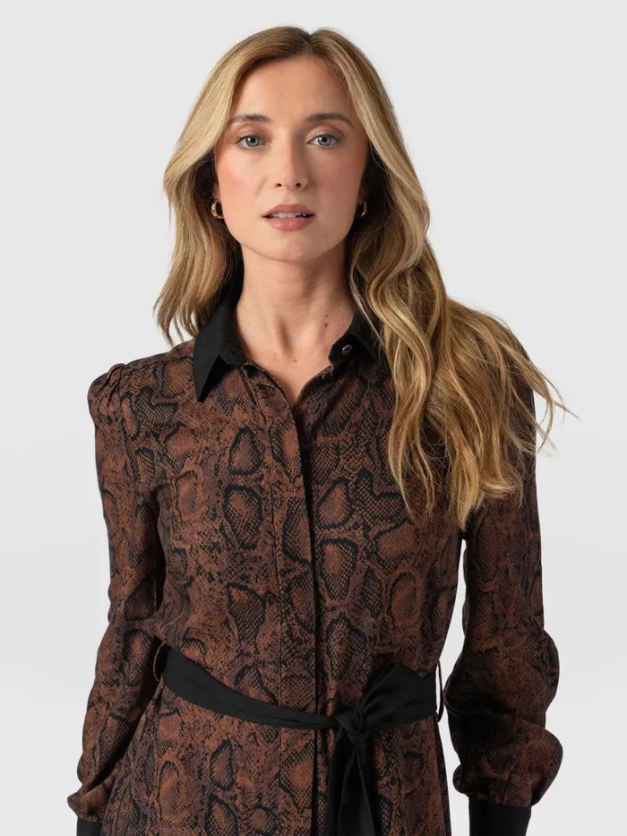Jacqueline Shirt Dress 8211 Brown Snake Brown Snake Women Saint And Sofia Dresses