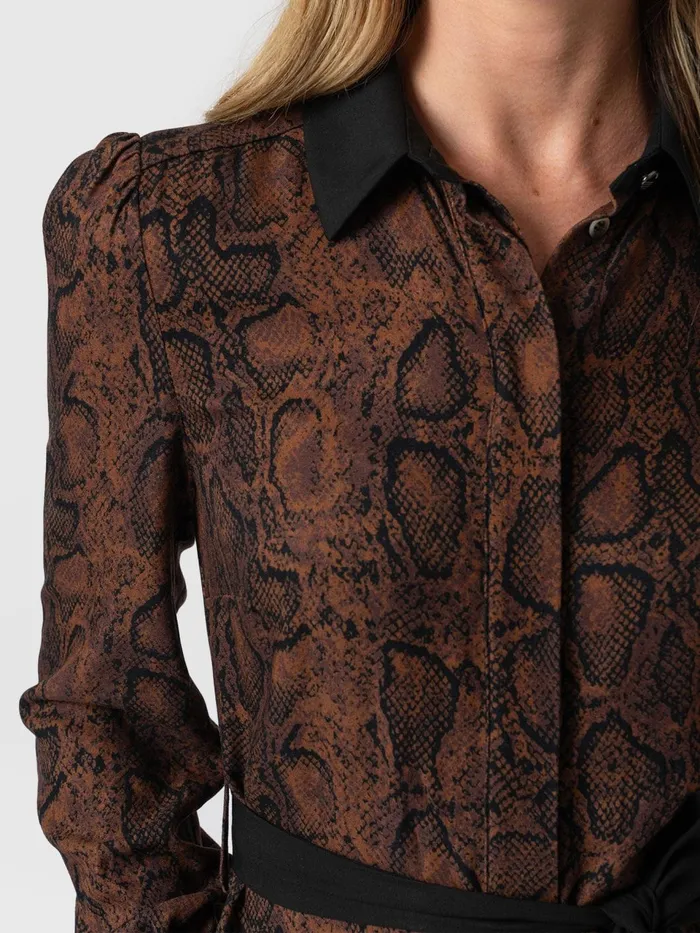 Jacqueline Shirt Dress 8211 Brown Snake Brown Snake Women Saint And Sofia Dresses