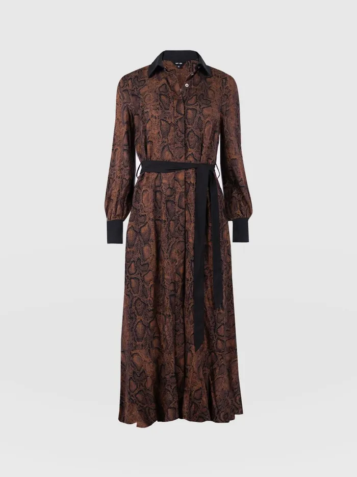 Jacqueline Shirt Dress 8211 Brown Snake Brown Snake Women Saint And Sofia Dresses