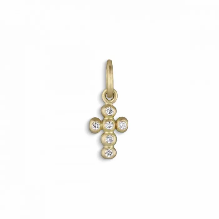 Jane Knig Gold Pendants Women Kugle Kors Lille I 14 Karat Guld Med 6 X Brill