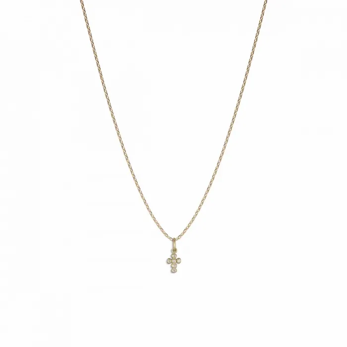 Jane Knig Gold Pendants Women Kugle Kors Lille I 14 Karat Guld Med 6 X Brill