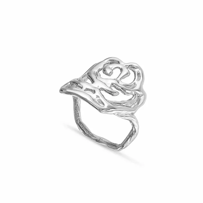 Jane Knig Silver Rings Women Big Rose Ring