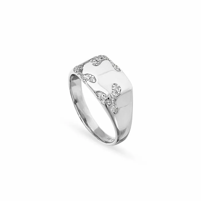 Jane Knig Silver Rings Women Iced Signet Ring