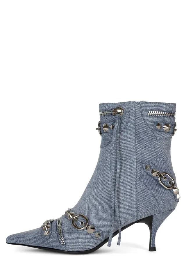 Jeffrey Campbell ALTROCK Blue Denim Silver Women Ankle To Mid