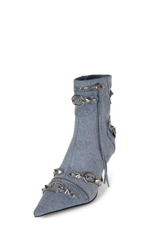 Jeffrey Campbell ALTROCK Blue Denim Silver Women Ankle To Mid