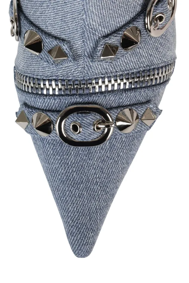 Jeffrey Campbell ALTROCK Blue Denim Silver Women Ankle To Mid