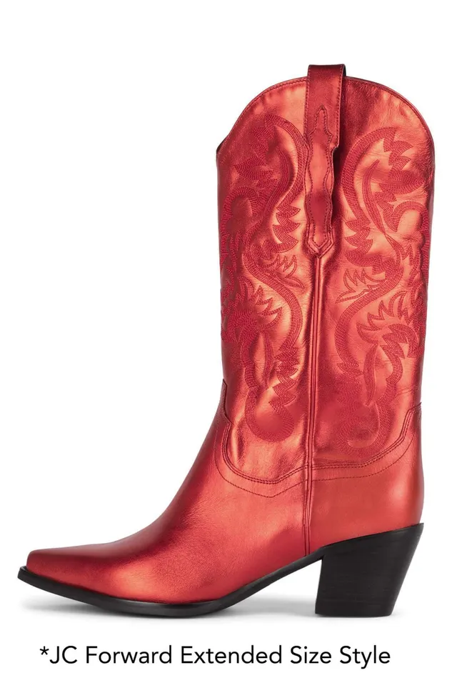 Jeffrey Campbell AMARILLO Red Metallic Women Ankle To Mid