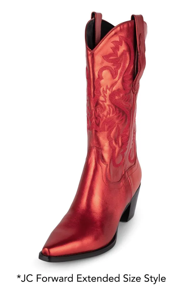 Jeffrey Campbell AMARILLO Red Metallic Women Ankle To Mid