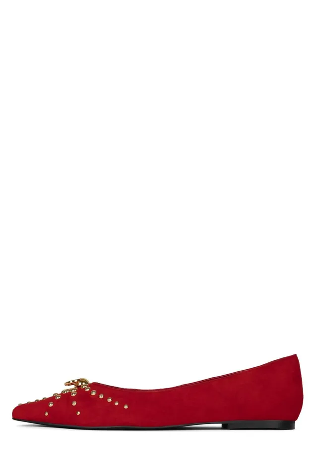 Jeffrey Campbell APPEALING Red Suede Gold Women Ballet Flats