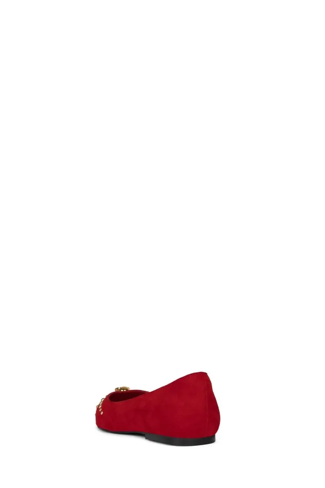 Jeffrey Campbell APPEALING Red Suede Gold Women Ballet Flats