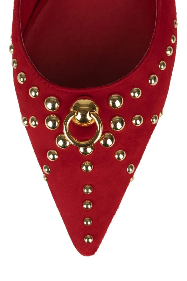 Jeffrey Campbell APPEALING Red Suede Gold Women Ballet Flats