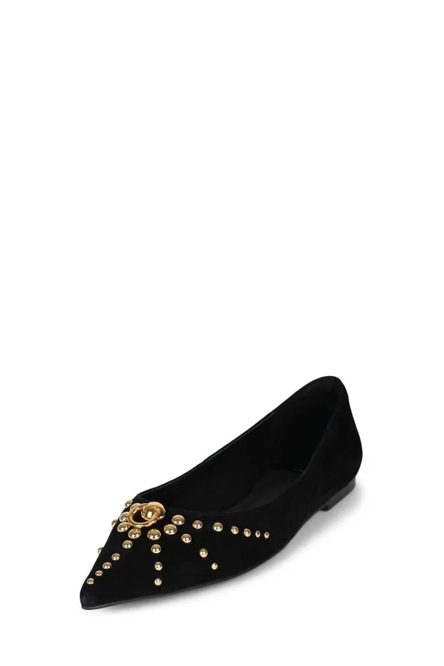 Jeffrey Campbell APPEALING Red Suede Gold Women Ballet Flats