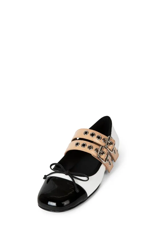Jeffrey Campbell BALLETIC Black White Nude Patent Women Ballet Flats