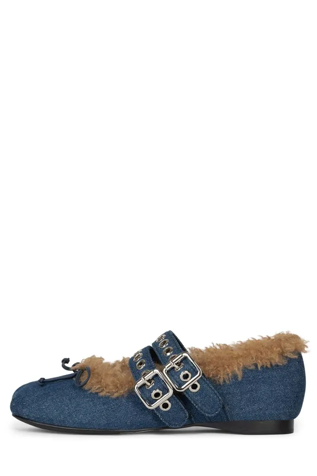 Jeffrey Campbell BALLOTTEF Blue Denim Combo Women Ballet Flats