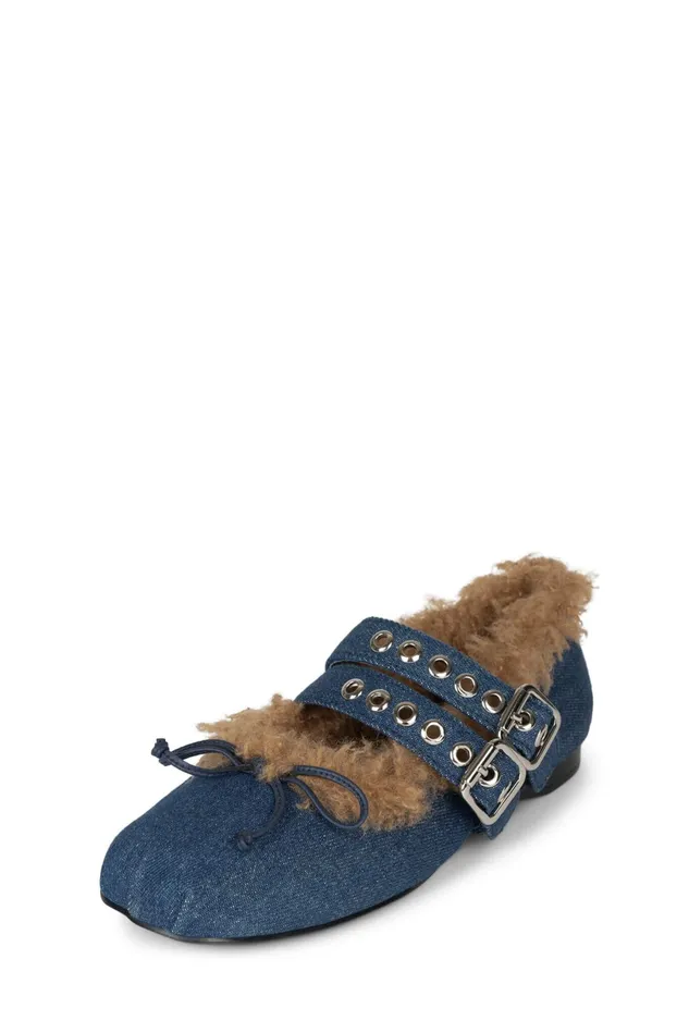 Jeffrey Campbell BALLOTTEF Blue Denim Combo Women Ballet Flats