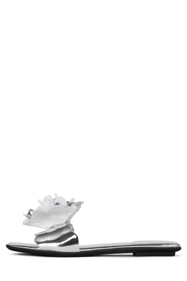 Jeffrey Campbell BLOOMSDAY Silver White Combo Women Flat