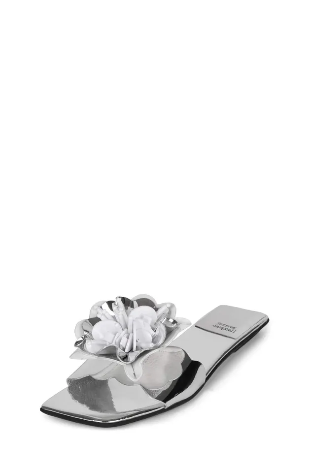 Jeffrey Campbell BLOOMSDAY Silver White Combo Women Flat