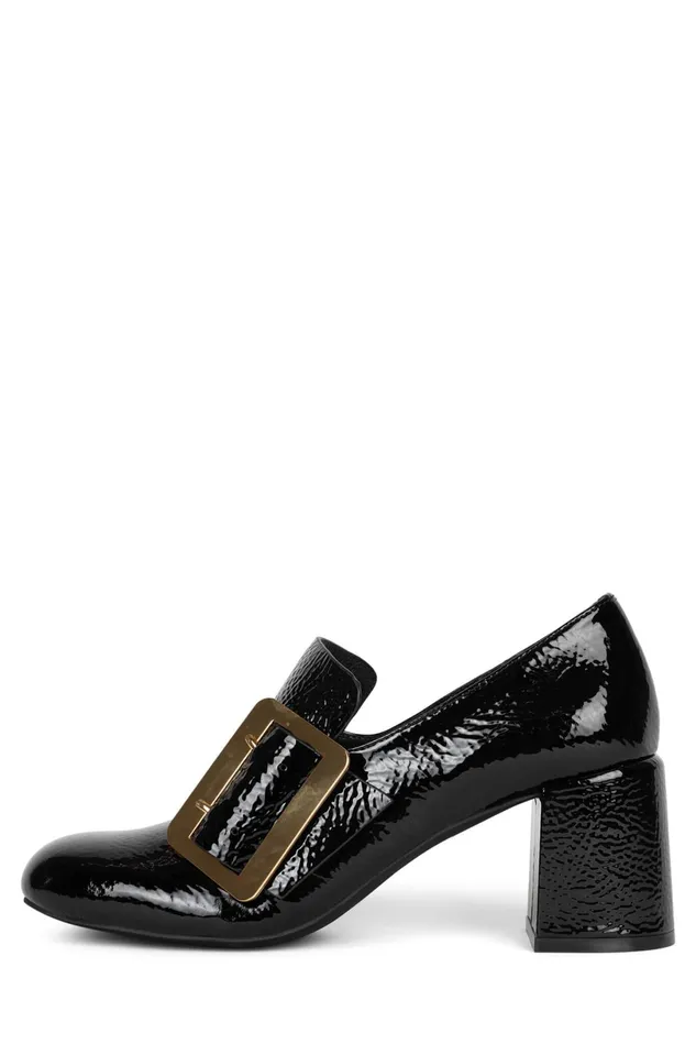 Jeffrey Campbell BRUNA Black Patent Gold Women Pump
