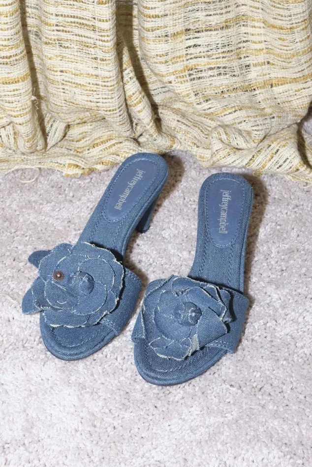Jeffrey Campbell BUDDING Blue Denim Women Heel