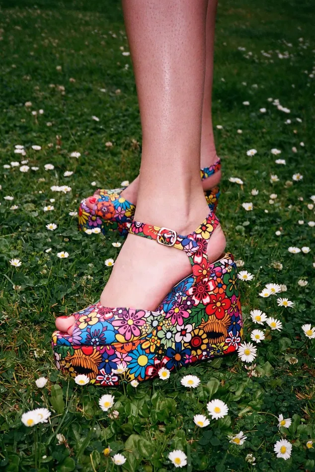 Jeffrey Campbell DAZING Red Pink Multi Floral Women Sandal