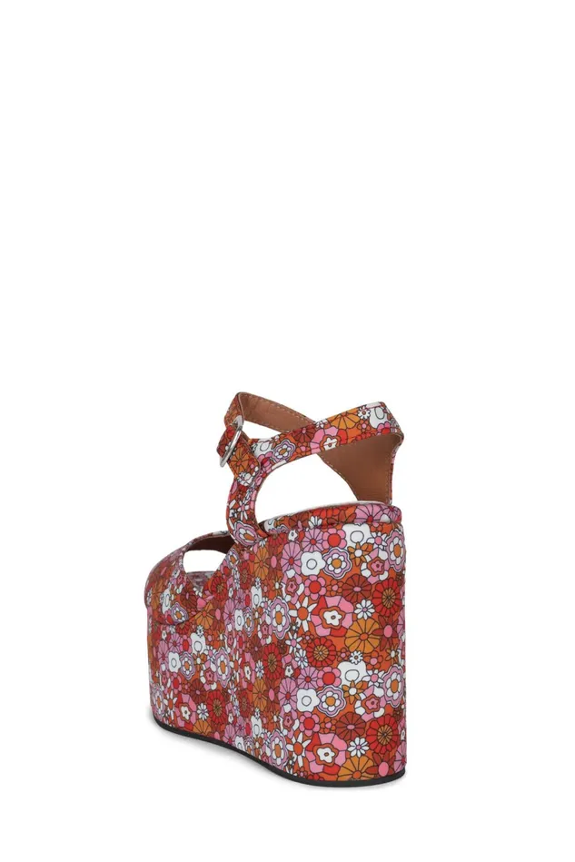 Jeffrey Campbell DAZING Red Pink Multi Floral Women Sandal