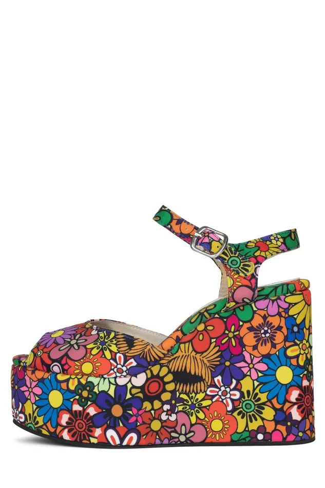 Jeffrey Campbell DAZING Red Pink Multi Floral Women Sandal