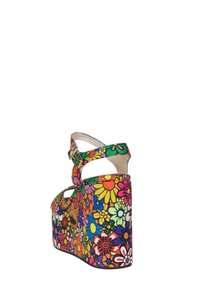 Jeffrey Campbell DAZING Red Pink Multi Floral Women Sandal