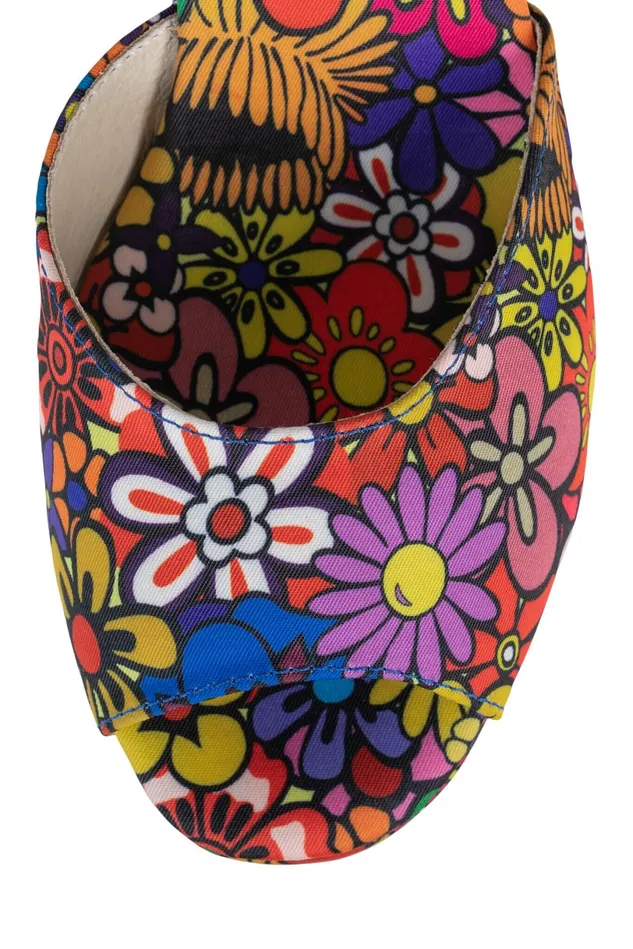 Jeffrey Campbell DAZING Red Pink Multi Floral Women Sandal