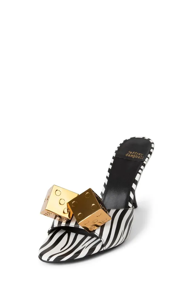 Jeffrey Campbell DICE Black White Zebra Silver Women Heel