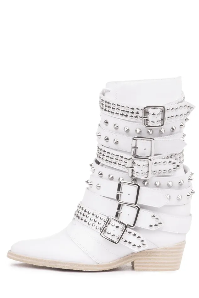 Jeffrey Campbell DRACOSTUD White Silver Women Ankle To Mid