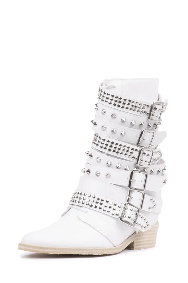 Jeffrey Campbell DRACOSTUD White Silver Women Ankle To Mid