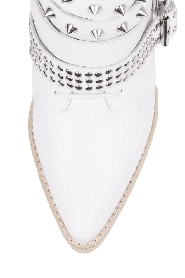 Jeffrey Campbell DRACOSTUD White Silver Women Ankle To Mid