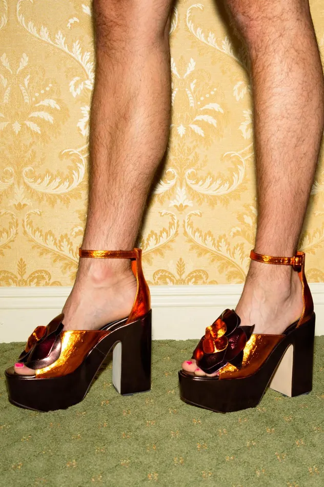 Jeffrey Campbell FATALE Brown Orange Met Combo Women Sandal