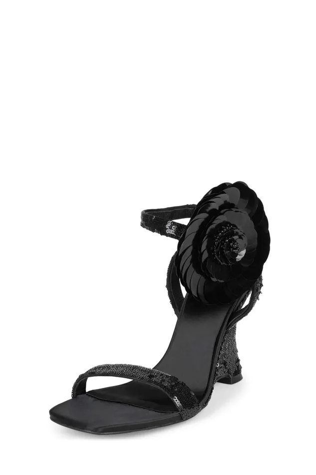 Jeffrey Campbell FLORALINE Black Sequins Women Heel