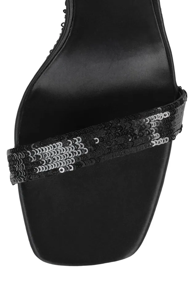 Jeffrey Campbell FLORALINE Black Sequins Women Heel