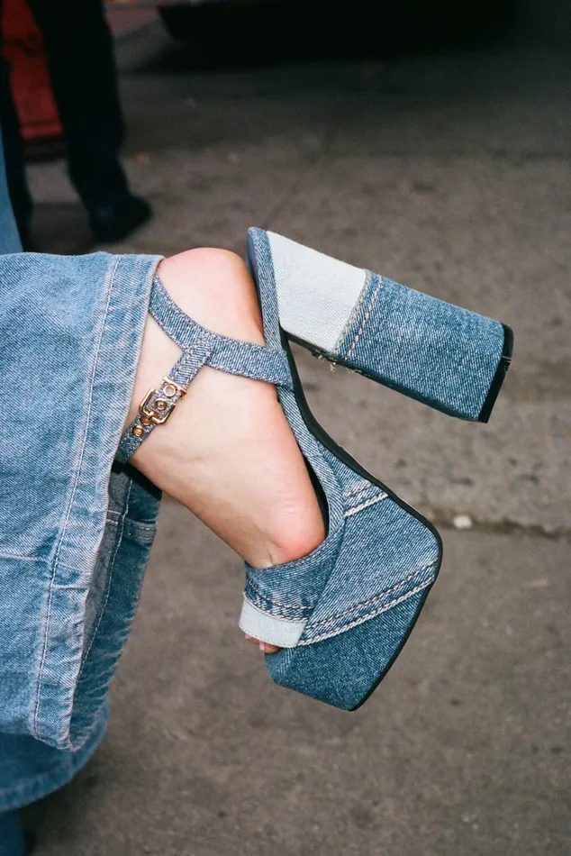 Jeffrey Campbell GIRLFRIEND Blue Denim Combo Women Sandal