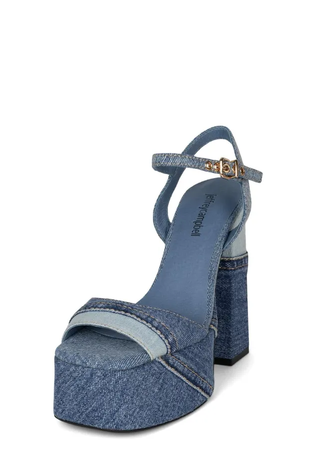 Jeffrey Campbell GIRLFRIEND Blue Denim Combo Women Sandal