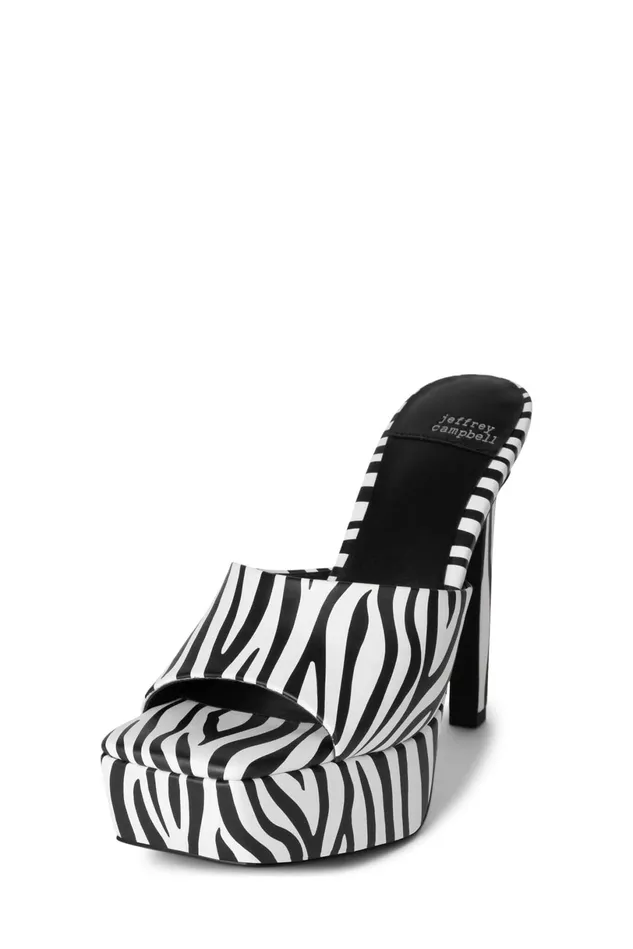 Jeffrey Campbell GOINGGLAM Black White Zebra Women Sandal