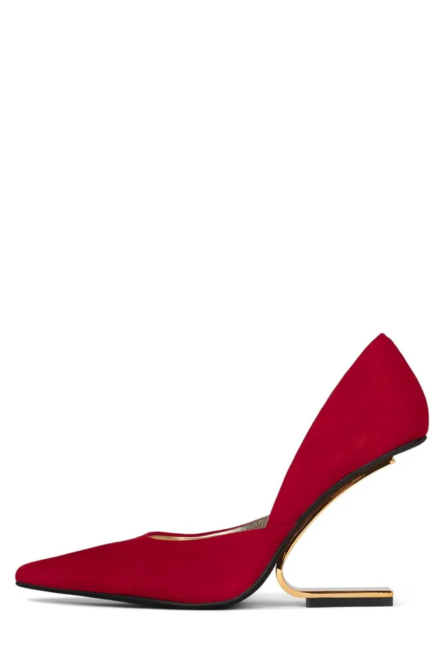 Jeffrey Campbell JULIETTE Red Suede Gold Women Wedge