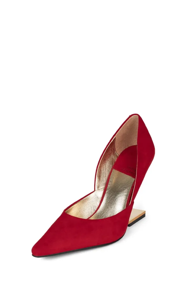 Jeffrey Campbell JULIETTE Red Suede Gold Women Wedge
