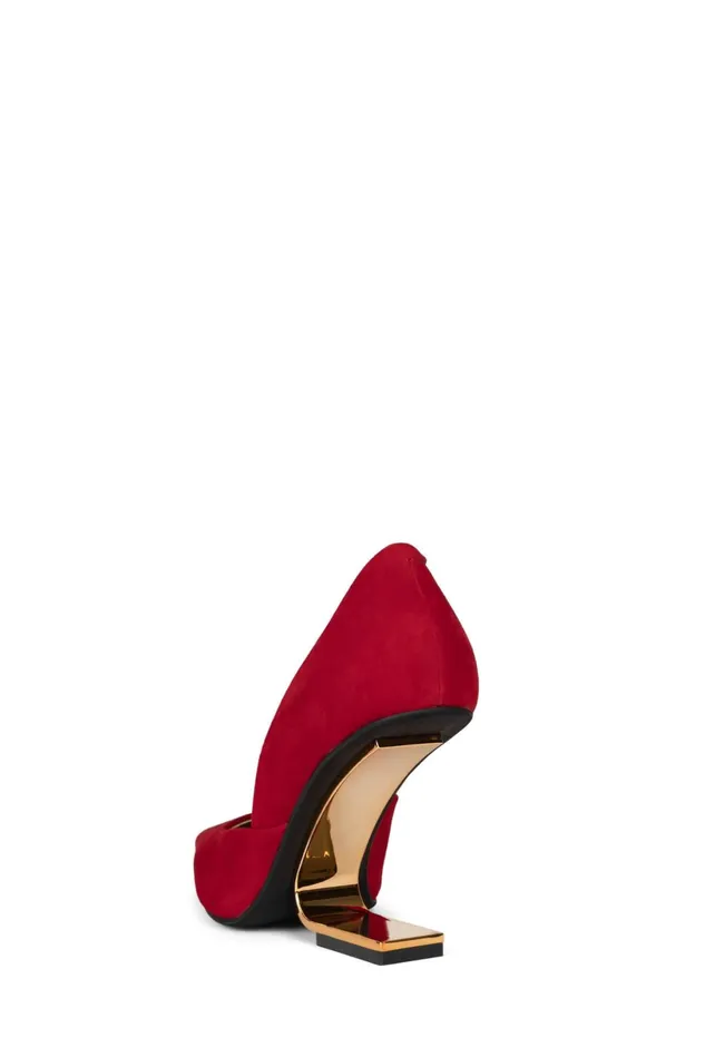 Jeffrey Campbell JULIETTE Red Suede Gold Women Wedge
