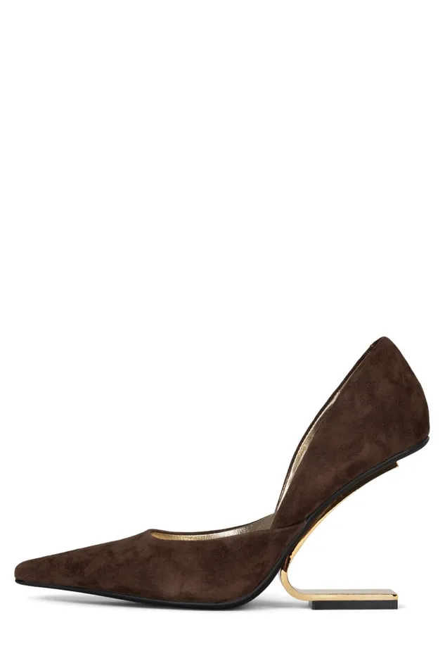 Jeffrey Campbell JULIETTE Red Suede Gold Women Wedge
