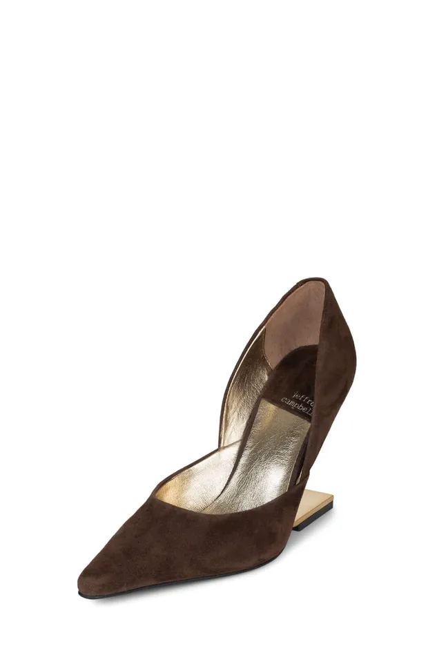 Jeffrey Campbell JULIETTE Red Suede Gold Women Wedge