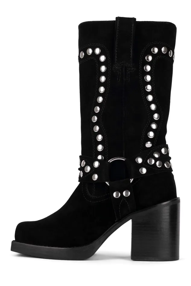 Jeffrey Campbell JUVENILES Black Suede Silver Women Ankle To Mid