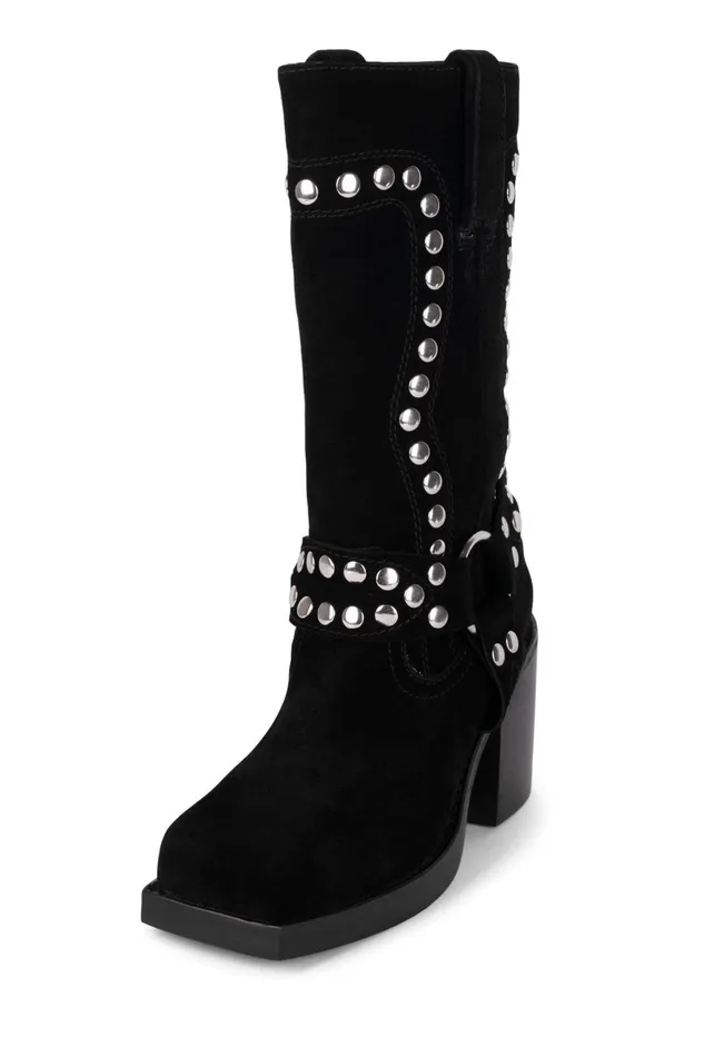 Jeffrey Campbell JUVENILES Black Suede Silver Women Ankle To Mid